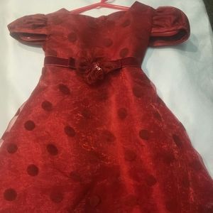 Youngland Velvet Tulle Polka Dotted Party Holiday Dress Baby Girls sz 12 mos.
